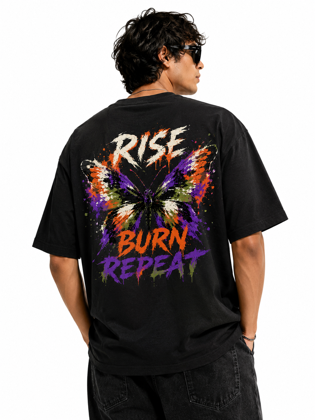 Black oversize (Butterfly printed tshirt)