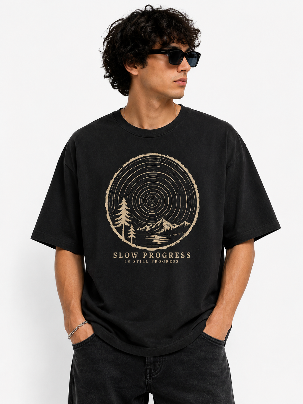 Black oversized(Slow progress tshirt)