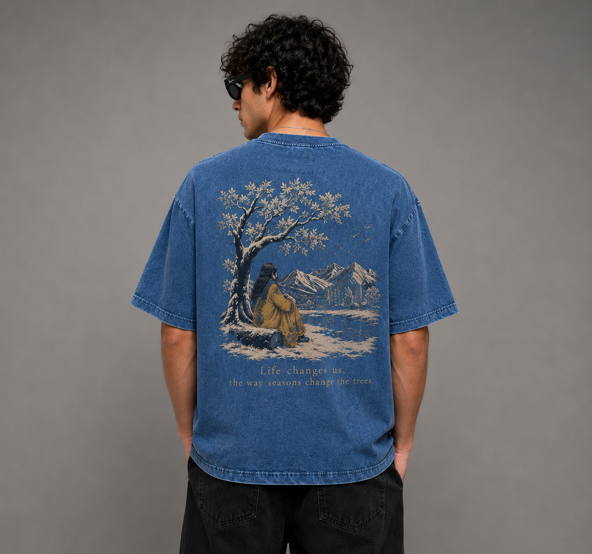 Denim Wash Boxy Fit Tshirt(Life Changes)