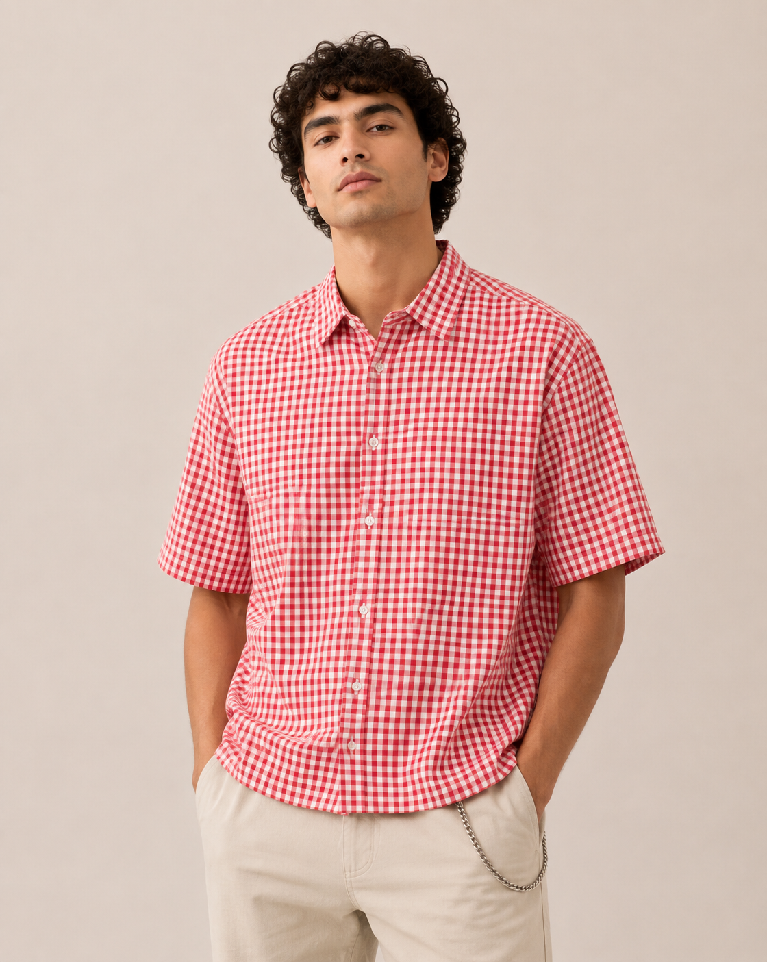Red Picnic Oxford Boxy Shirt