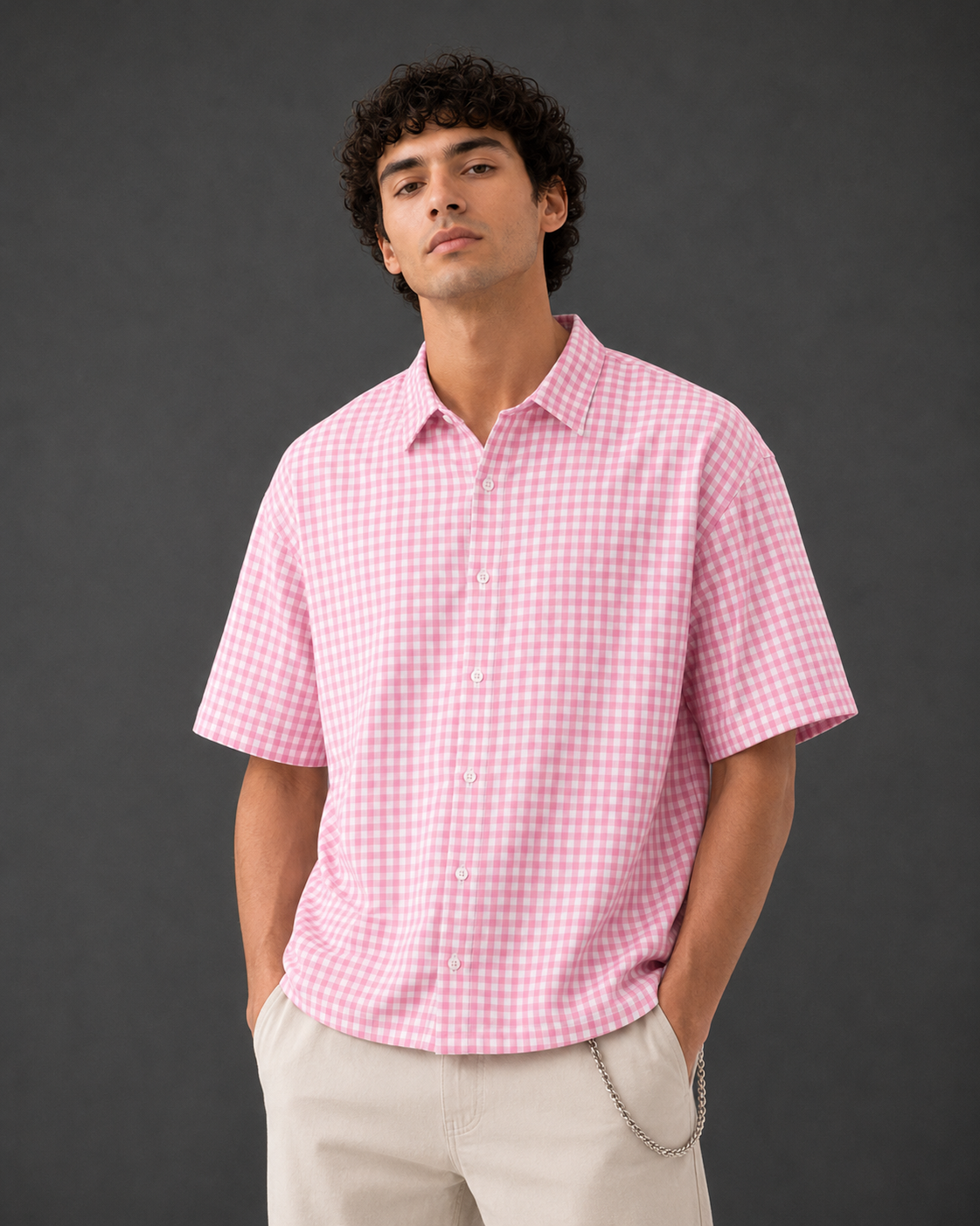 Pink Gingham Oxford Boxy Shirt