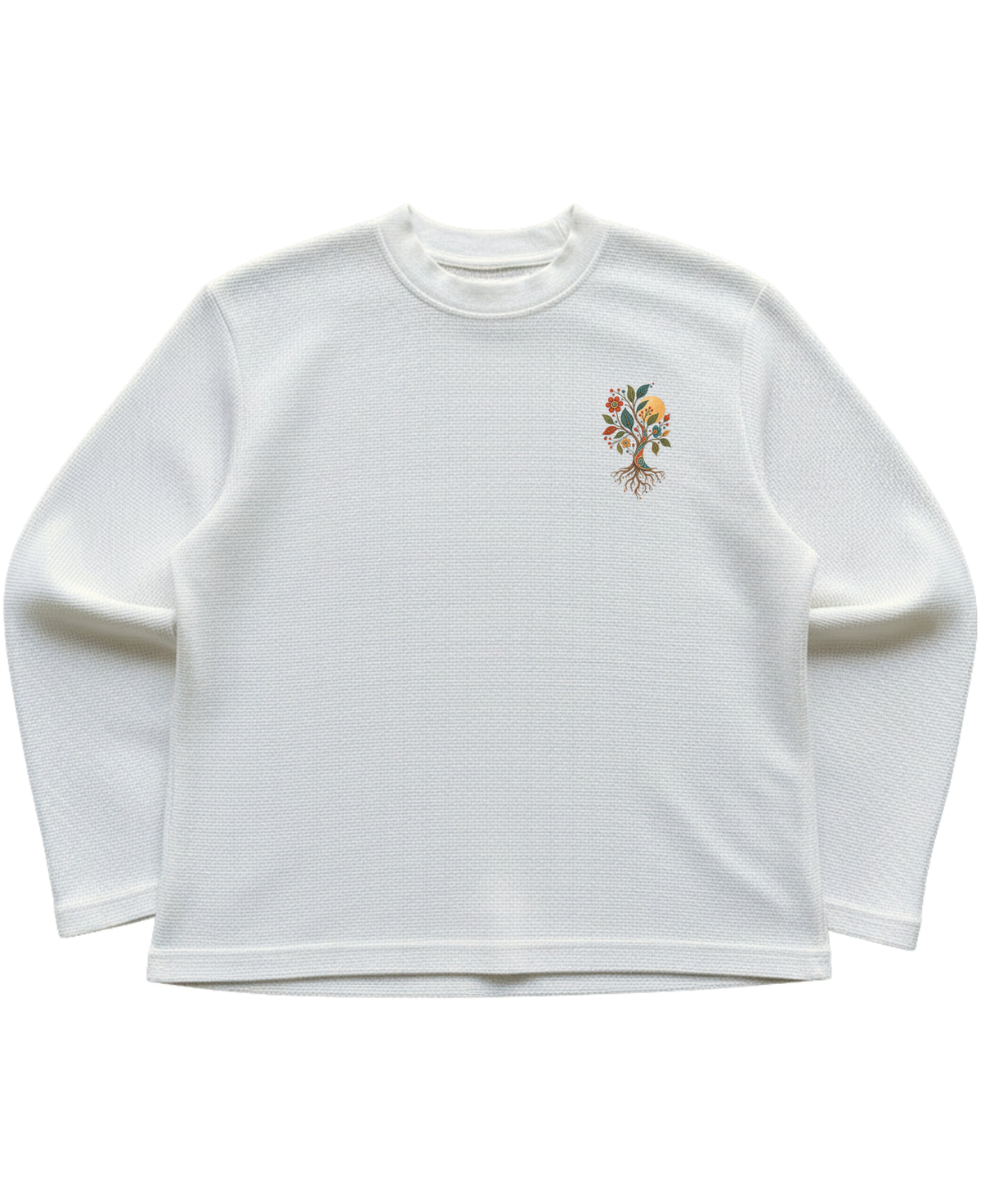 Off-white waffle knit oversized full-sleeve Front Design