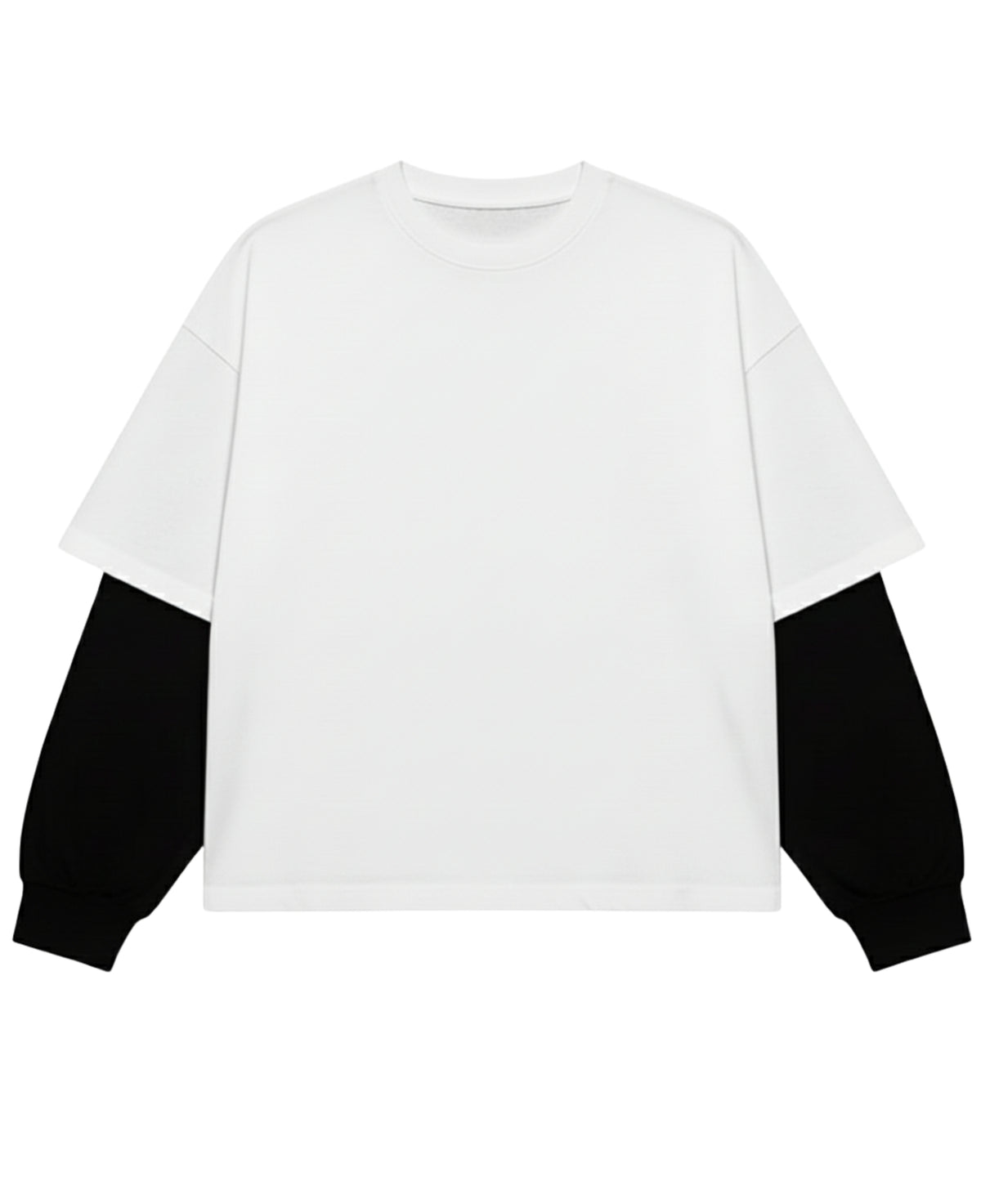 White With Black Sleeve Oversized Tee Front Design
